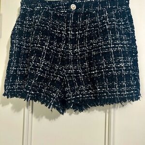 SHEIN Black and White Tweed High Waist Shorts